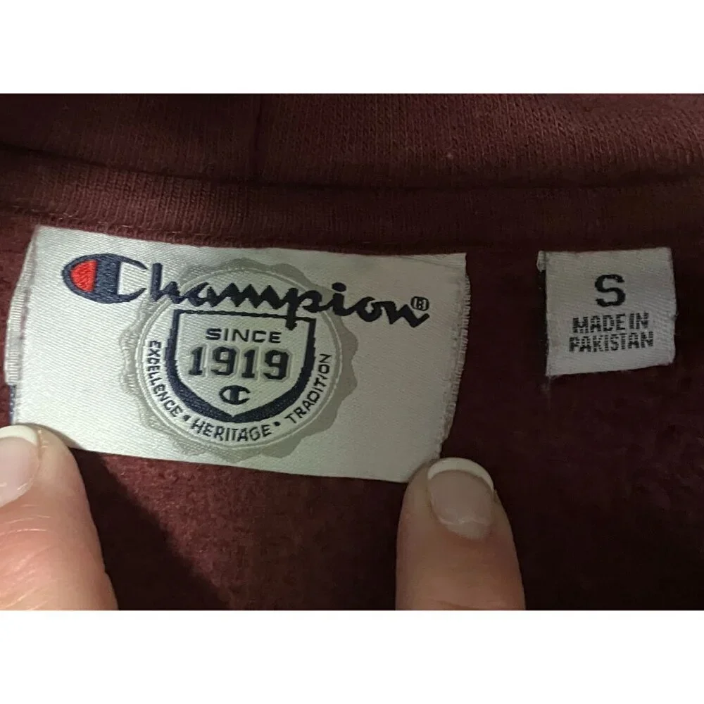 Champion Mens Harvard Double Sided Embroidered Spellout Hoodie Small Red SP EXC - Picture 4 of 11